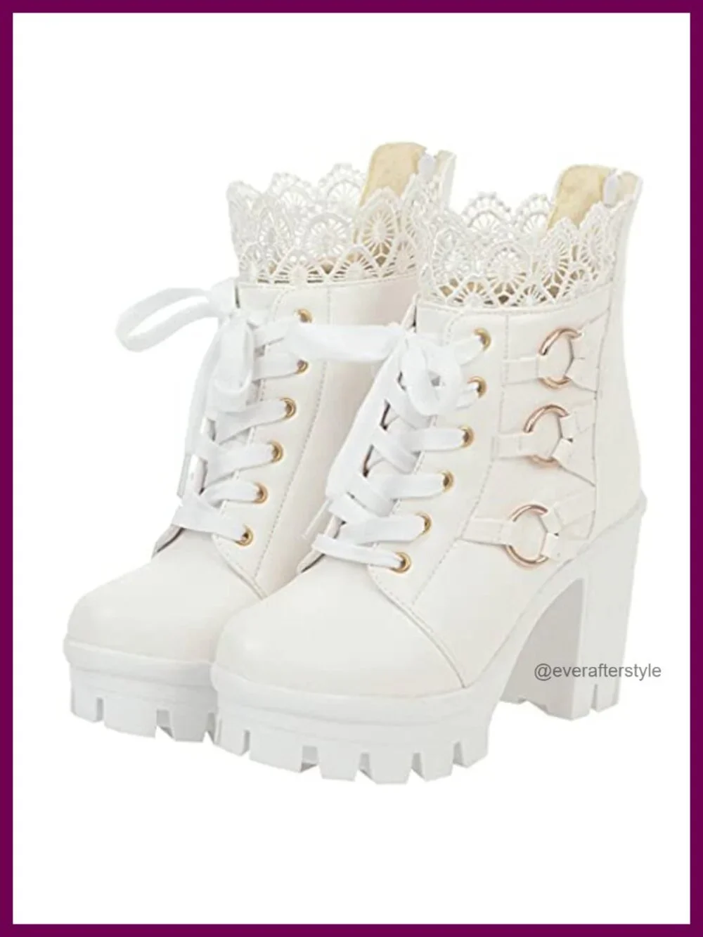 Womens Chunky Platform Ankle Boots High Heel Lace Up Boots Sweet Back Zipper